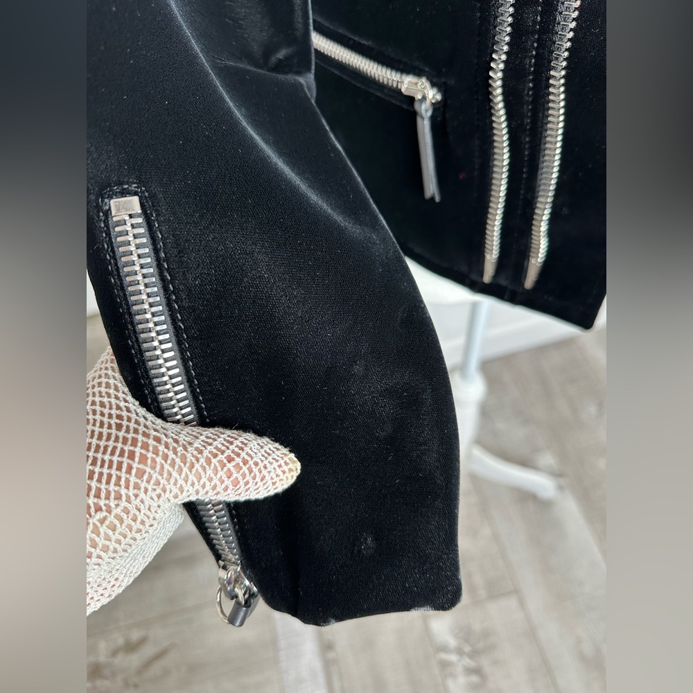 Giuseppe Rhinestone Embellished Black Velvet Biker Jacket Zanotti Medium Small - Picture 13 of 17